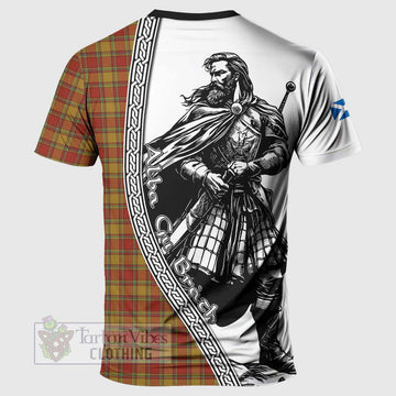 Scrymgeour Tartan Clan Crest T-Shirt with Highlander Warrior Celtic Style - Tartan Vibes Clothing