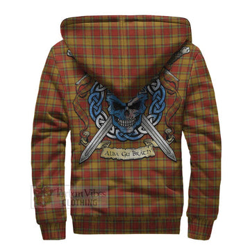 Scrymgeour Tartan Sherpa Hoodie with Family Crest Celtic Skull Style - Tartan Vibes Clothing