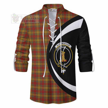 Scrymgeour Tartan Ghillie Kilt Shirt with Family Crest Circle Style - Tartan Vibes Clothing