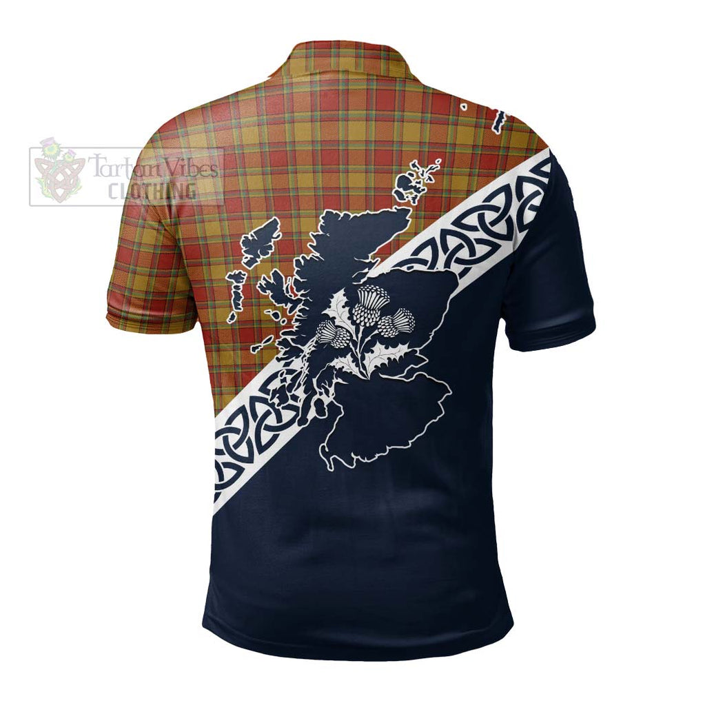 Scrymgeour Tartan Polo Shirt Featuring Thistle and Scotland Map - Tartanvibesclothing Store
