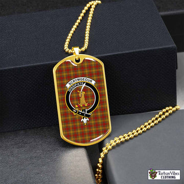 Tartan Vibes Clothing Scrymgeour Tartan Dog Tag Necklace with Family Crest