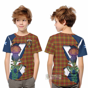 Tartan Vibes Clothing Scrymgeour Tartan Family Crest Kid T-Shirt Scottish Thistle Celtic Inspired