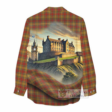 Scrymgeour Tartan Family Crest Women's Casual Shirt with Scottish Ancient Castle Style - Tartan Vibes Clothing
