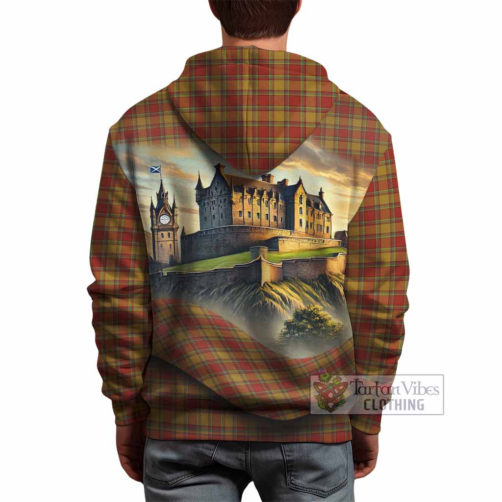 Scrymgeour Tartan Family Crest Hoodie with Scottish Ancient Castle Style - Tartan Vibes Clothing