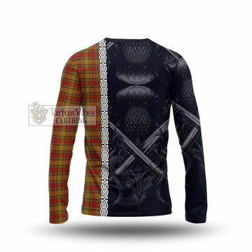 Scrymgeour Tartan Long Sleeve T-Shirt with Family Crest Cross Sword Thistle Celtic Vibes - Tartan Vibes Clothing