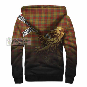 Tartan Vibes Clothing Scrymgeour Crest Tartan Sherpa Hoodie with Golden Lion Emblem Celtic Style