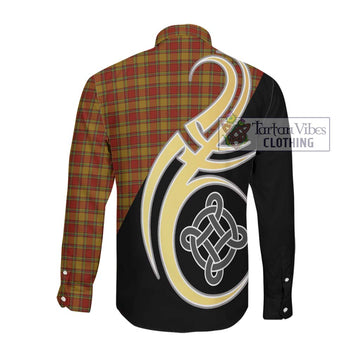 Scrymgeour Tartan Long Sleeve Button Shirt with Family Crest and Celtic Symbol Style Men's Shirt - Tartan Vibes Clothing