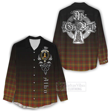 Scrymgeour Tartan Women's Casual Shirt Featuring Alba Gu Brath Family Crest Celtic Inspired - Tartan Vibes Clothing