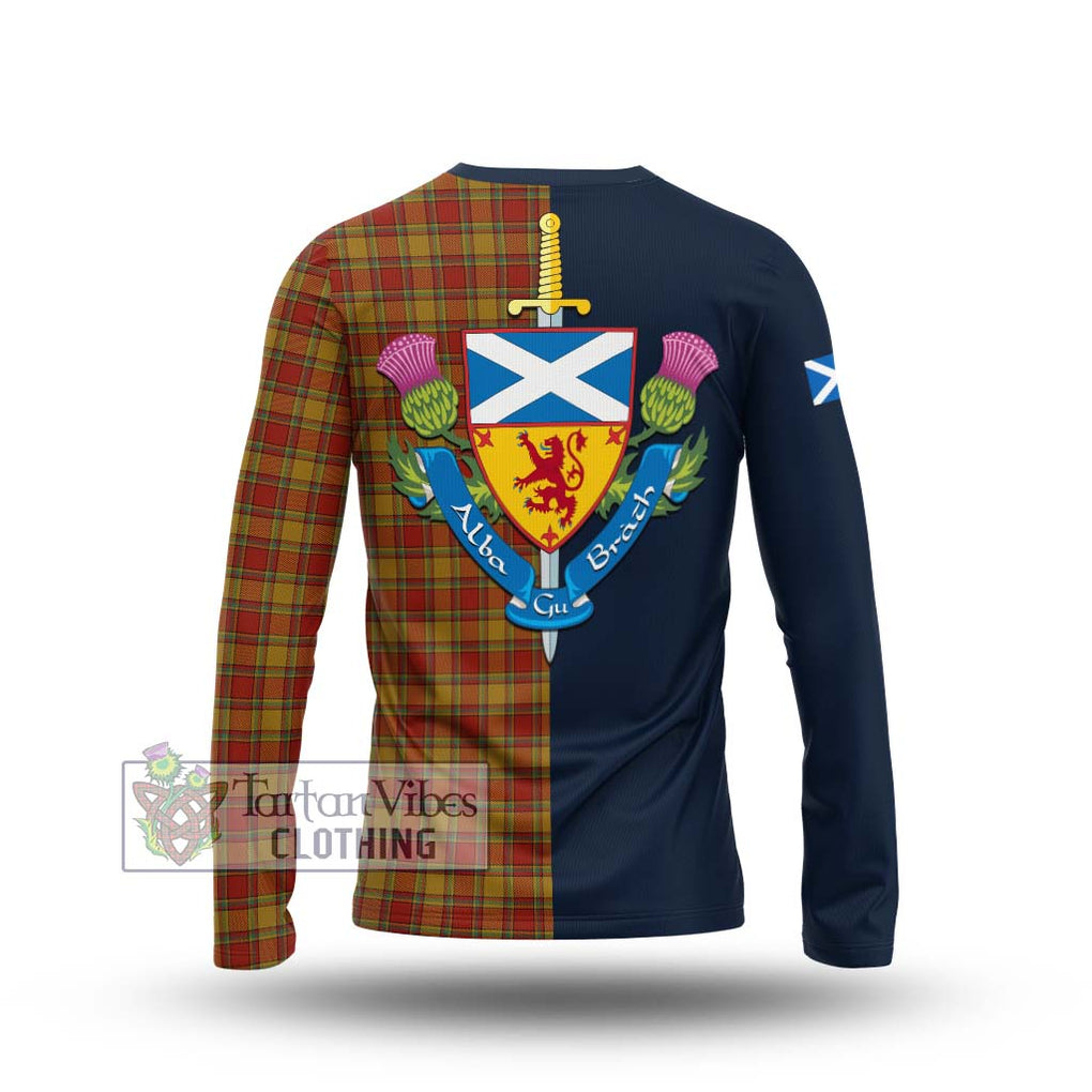Scrymgeour Tartan Long Sleeve T-Shirt Alba with Scottish Lion Royal Arm Half Style - Tartan Vibes Clothing
