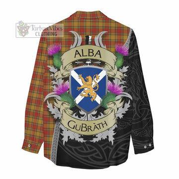 Scrymgeour Tartan Family Crest Women's Casual Shirt Lion Rampant Royal Thistle Shield Celtic Inspired - Tartan Vibes Clothing