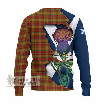 Tartan Vibes Clothing Scrymgeour Tartan Family Crest Knitted Sweater Scottish Thistle Celtic Inspired