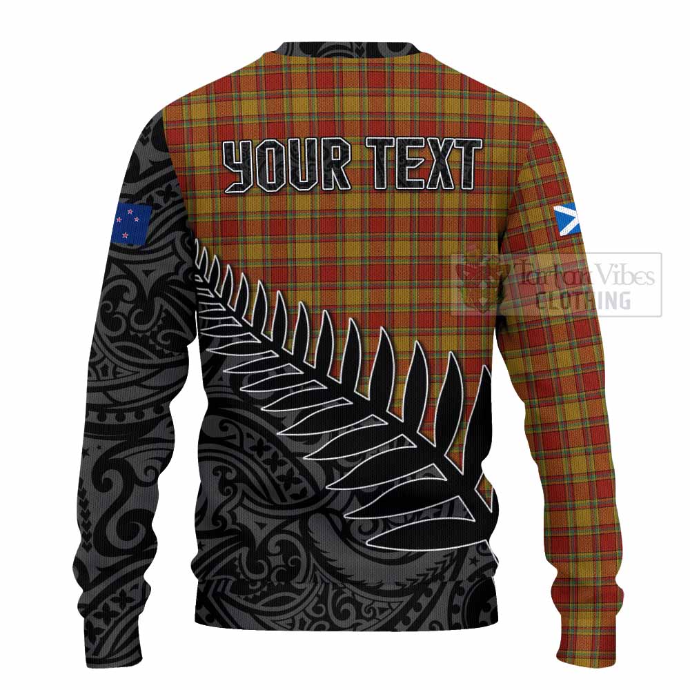 Tartan Vibes Clothing Scrymgeour Crest Tartan Knitted Sweater with New Zealand Silver Fern Half Style