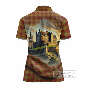 Scrymgeour Tartan Family Crest Women's Polo Shirt with Scottish Ancient Castle Style - Tartan Vibes Clothing