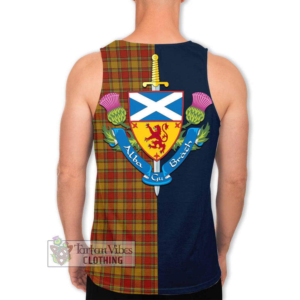 Scrymgeour Tartan Men's Tank Top Alba with Scottish Lion Royal Arm Half Style - Tartan Vibes Clothing