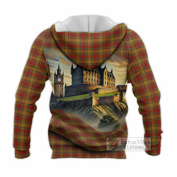 Scrymgeour Tartan Family Crest Knitted Hoodie with Scottish Ancient Castle Style - Tartan Vibes Clothing