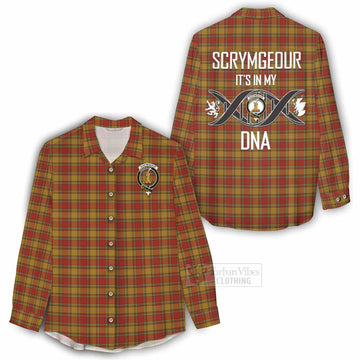 Scrymgeour Tartan Women's Casual Shirt with Family Crest DNA In Me Style - Tartan Vibes Clothing