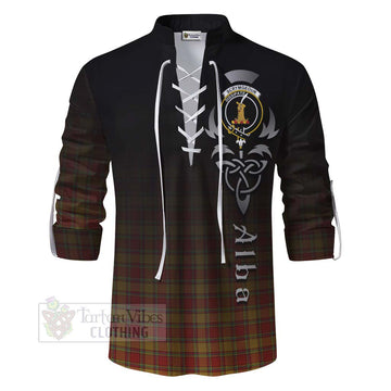 Tartan Vibes Clothing Scrymgeour Tartan Ghillie Kilt Shirt Featuring Alba Gu Brath Family Crest Celtic Inspired