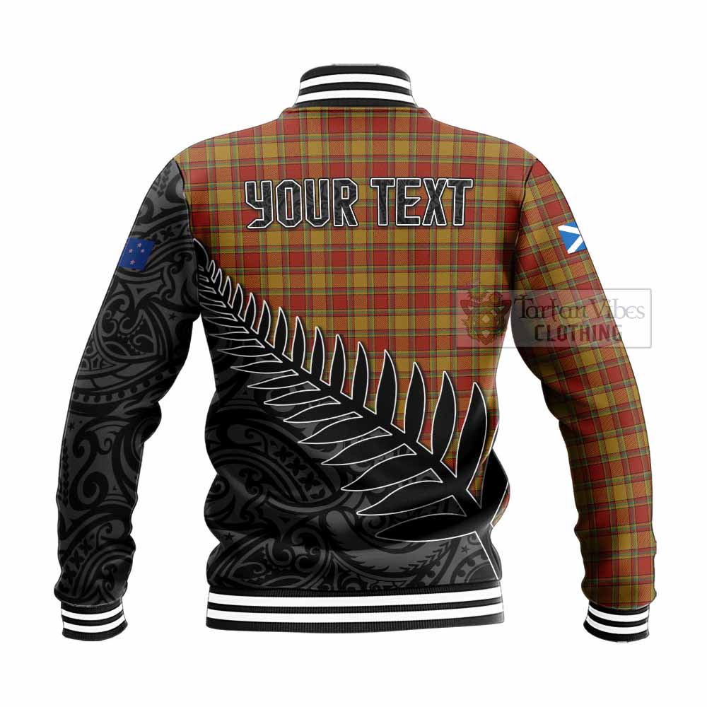 Tartan Vibes Clothing Scrymgeour Crest Tartan Baseball Jacket with New Zealand Silver Fern Half Style