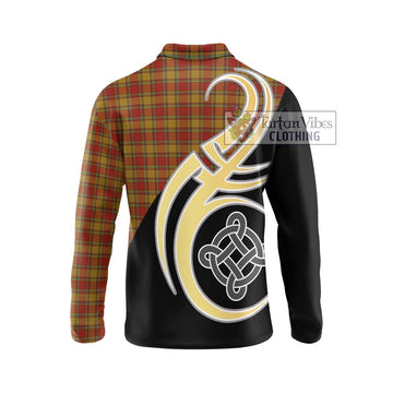 Scrymgeour Tartan Long Sleeve Polo Shirt with Family Crest and Celtic Symbol Style - Tartan Vibes Clothing