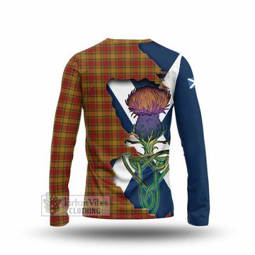 Tartan Vibes Clothing Scrymgeour Tartan Family Crest Long Sleeve T-Shirt Scottish Thistle Celtic Inspired