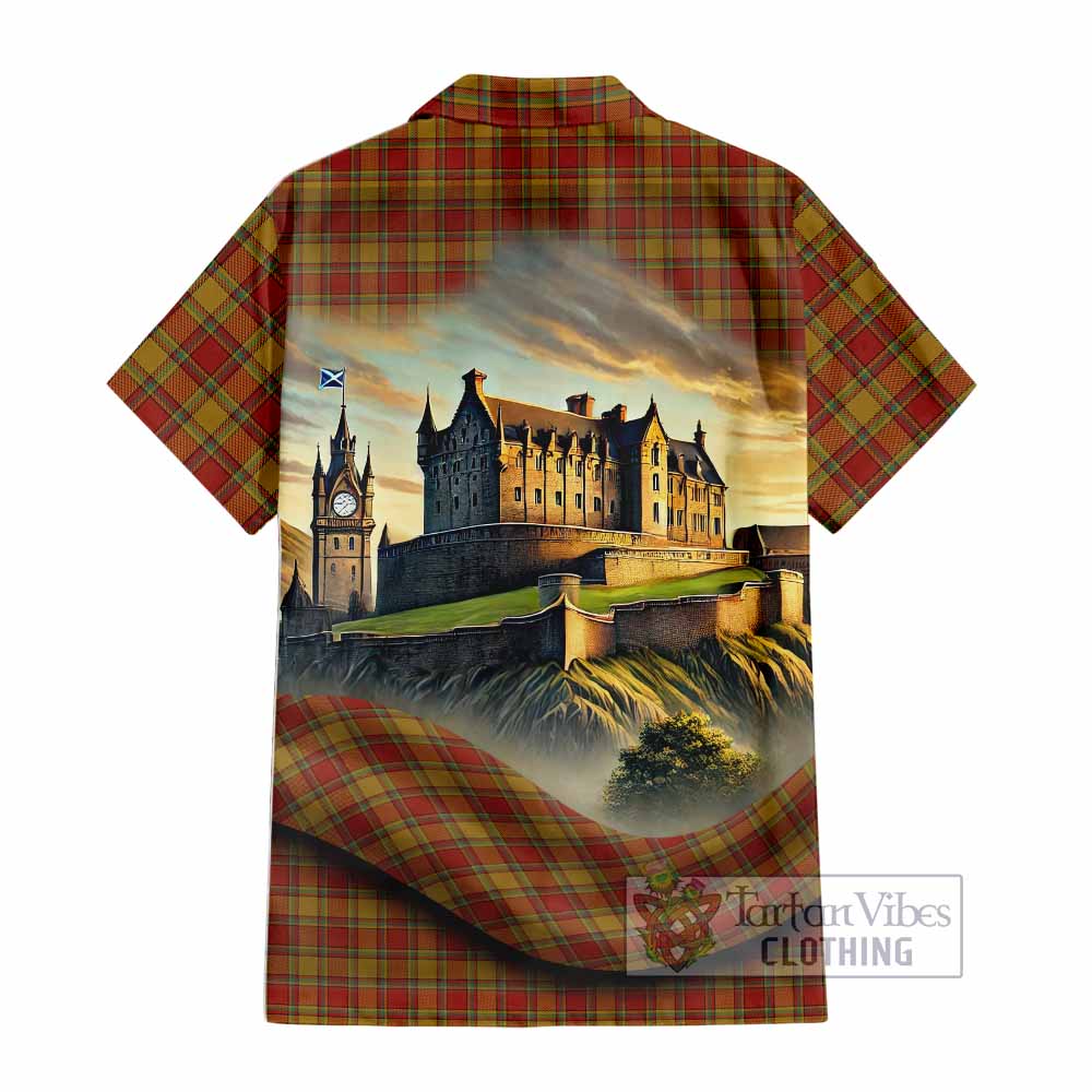 Scrymgeour Tartan Family Crest Hawaiian Shirt with Scottish Ancient Castle Style - Tartan Vibes Clothing
