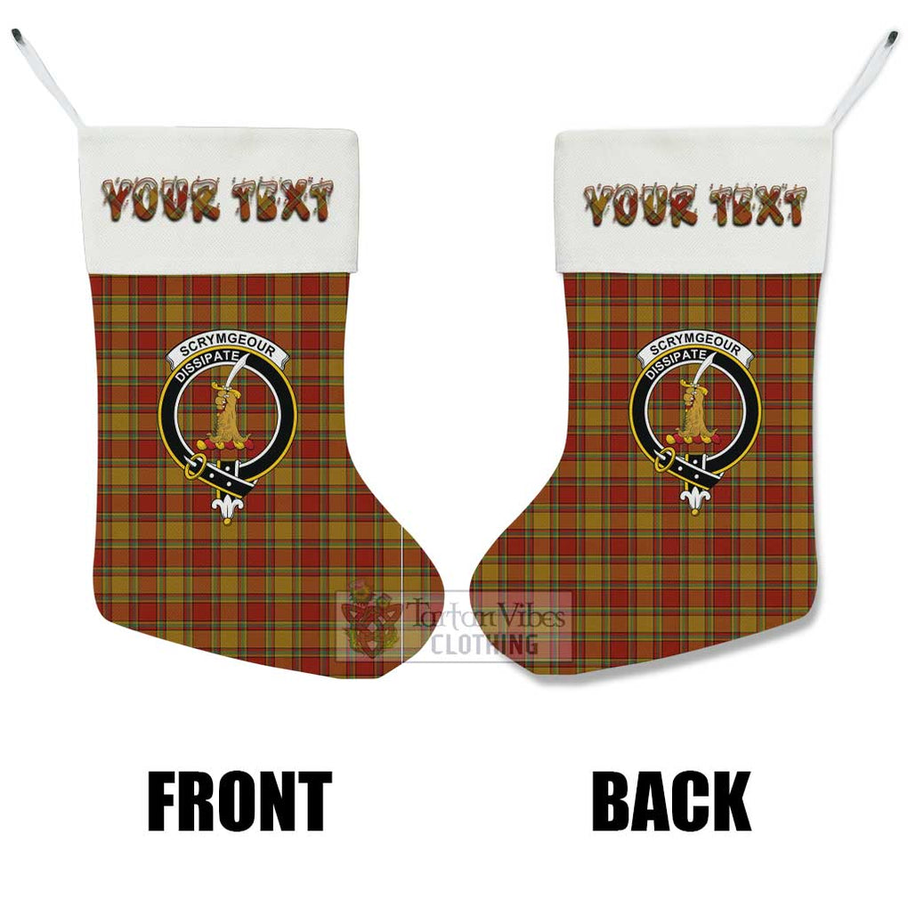Scrymgeour Tartan Family Crest Christmas Stocking with Personalized Text - Tartan Vibes Clothing