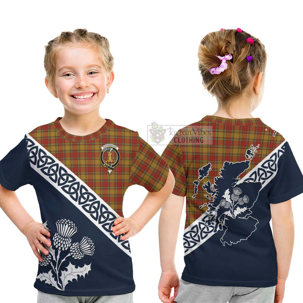 Scrymgeour Tartan Kid T-Shirt Featuring Thistle and Scotland Map - Tartan Vibes Clothing