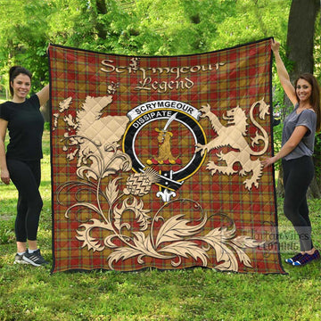 Tartan Vibes Clothing Scrymgeour Tartan Quilt with Family Crest and Scottish Symbol Style