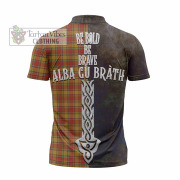 Scrymgeour Tartan Family Crest Zipper Polo Shirt Alba Gu Brath Be Brave Lion Ancient Style - Tartan Vibes Clothing