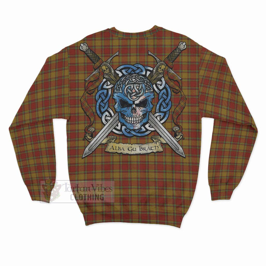 Scrymgeour Tartan Sweatshirt with Family Crest Celtic Skull Style - Tartan Vibes Clothing