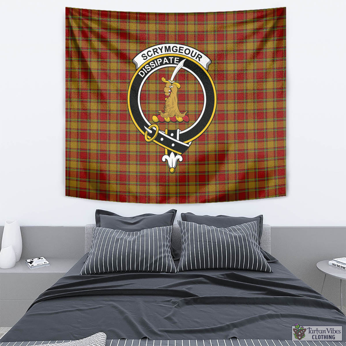 Scrymgeour Tartan Tapestry Wall Hanging and Home Decor for Room with Family Crest - Tartan Vibes Clothing