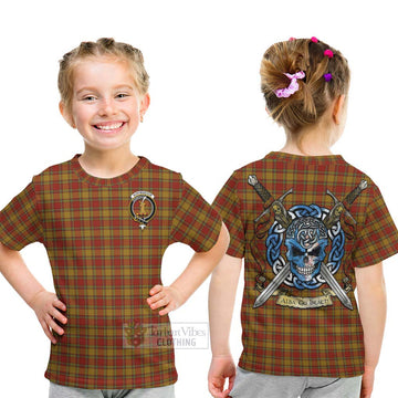 Scrymgeour Tartan Kid T-Shirt with Family Crest Celtic Skull Style - Tartan Vibes Clothing
