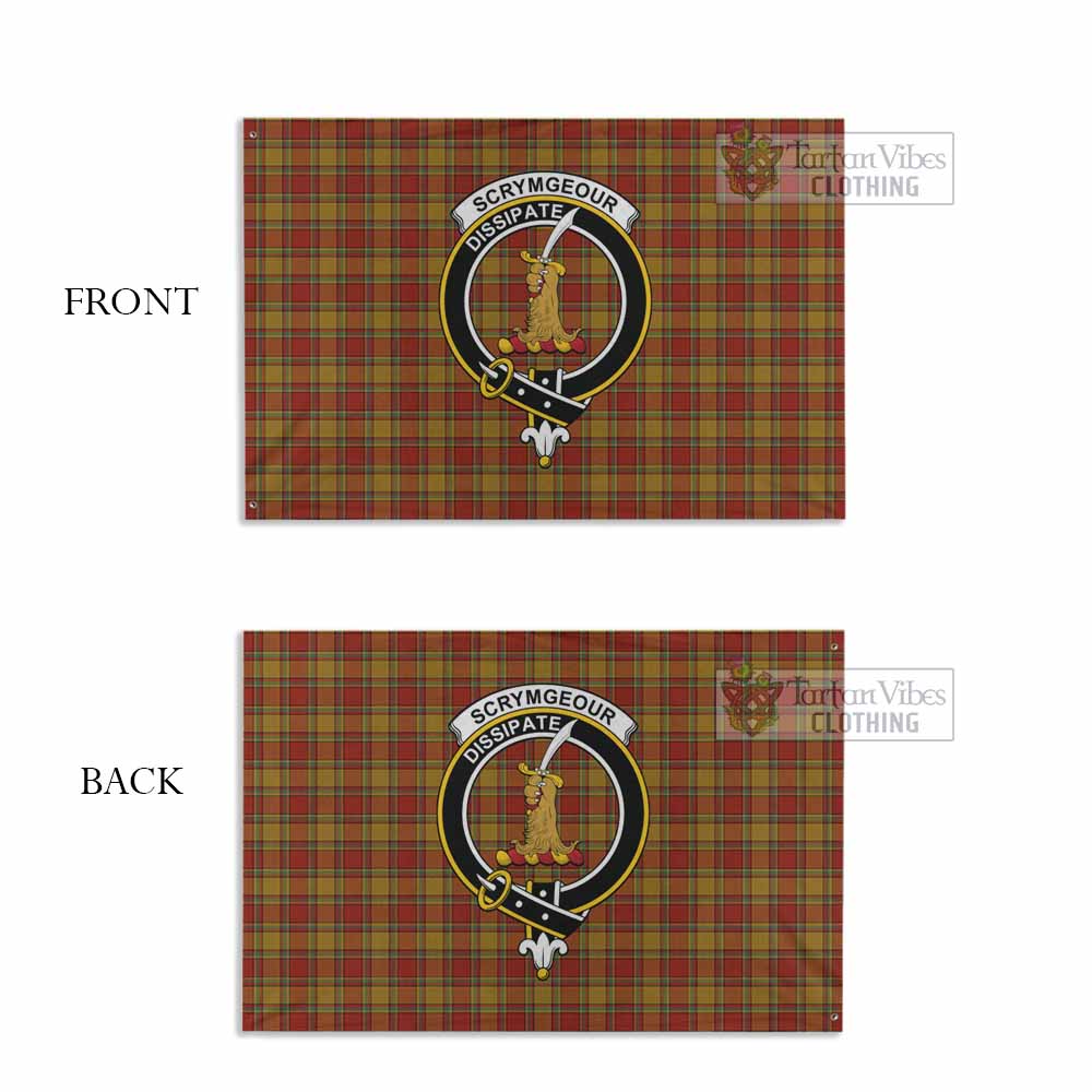 Tartan Vibes Clothing Scrymgeour Tartan House Flag with Family Crest