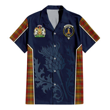 Scrymgeour Tartan Hawaiian Shirt with Family Crest and Scottish Thistle Vibes Sport Style - Tartan Vibes Clothing