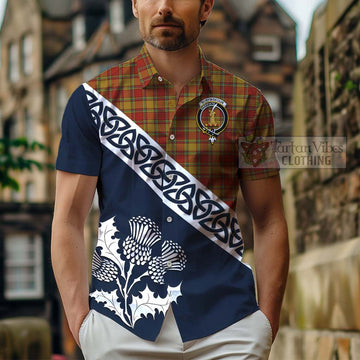 Scrymgeour Tartan Hawaiian Shirt Featuring Thistle and Scotland Map - Tartan Vibes Clothing