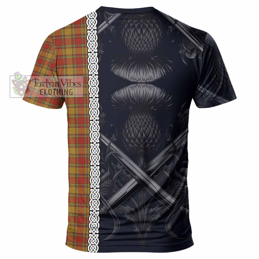 Scrymgeour Tartan T-Shirt with Family Crest Cross Sword Thistle Celtic Vibes - Tartan Vibes Clothing