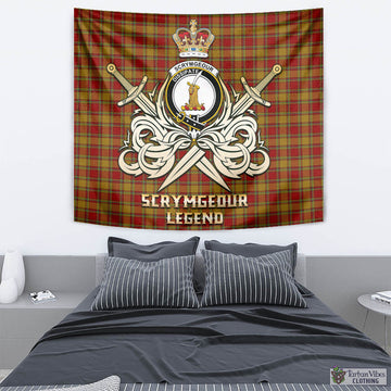 Scrymgeour Tartan Tapestry with Clan Crest and the Golden Sword of Courageous Legacy