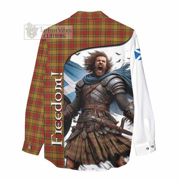 Tartan Vibes Clothing Scrymgeour Crest Tartan Women's Casual Shirt Inspired by the Freedom of Scottish Warrior