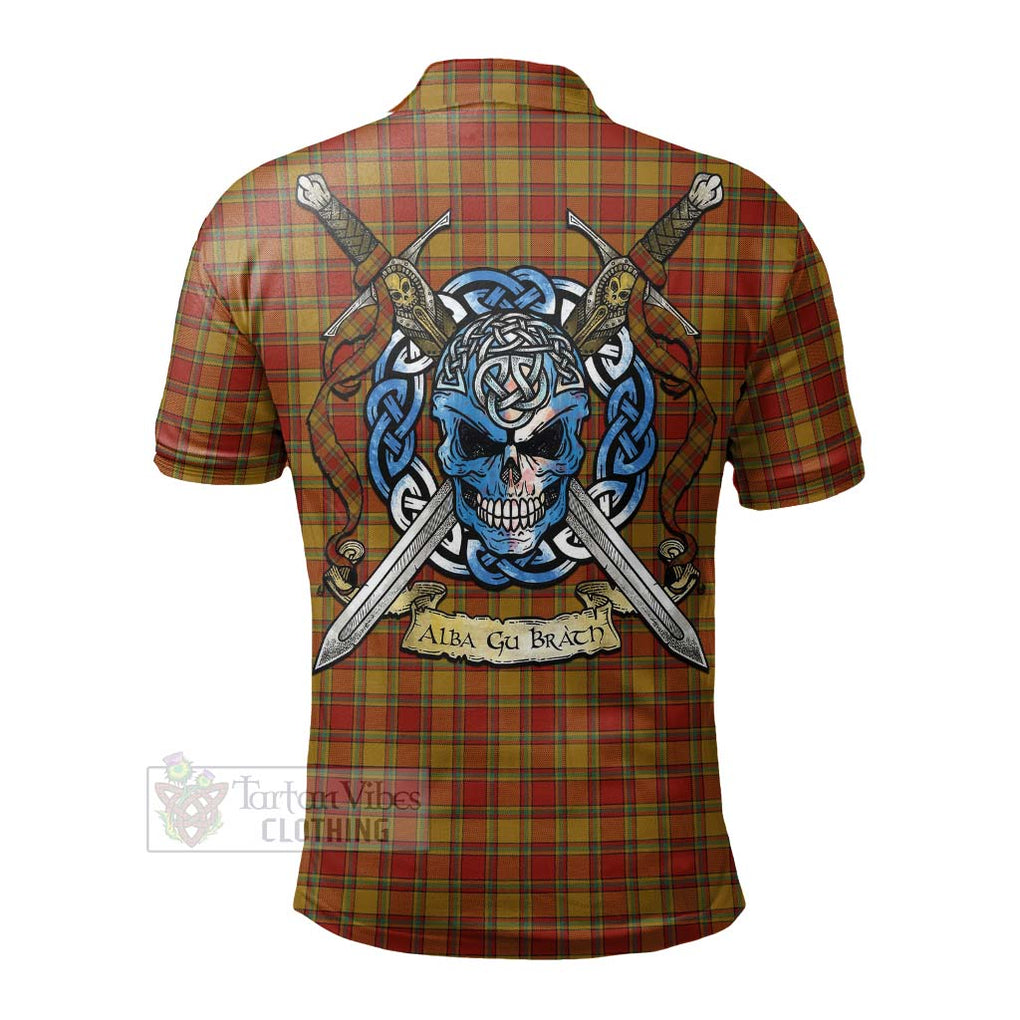 Scrymgeour Tartan Polo Shirt with Family Crest Celtic Skull Style - Tartan Vibes Clothing