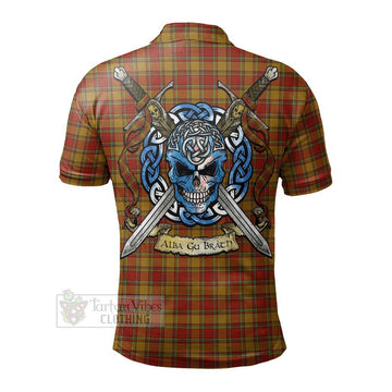 Scrymgeour Tartan Polo Shirt with Family Crest Celtic Skull Style - Tartan Vibes Clothing