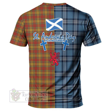 Scrymgeour Tartan T-Shirt Happy St. Andrew's Day Half Tartan Style - Tartan Vibes Clothing