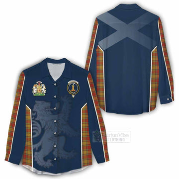 Scrymgeour Tartan Women's Casual Shirt with Family Crest and Lion Rampant Vibes Sport Style - Tartan Vibes Clothing