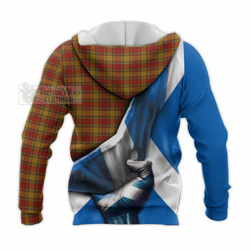Scrymgeour Tartan Knitted Hoodie with Family Crest Scotland Patriotic Style - Tartan Vibes Clothing