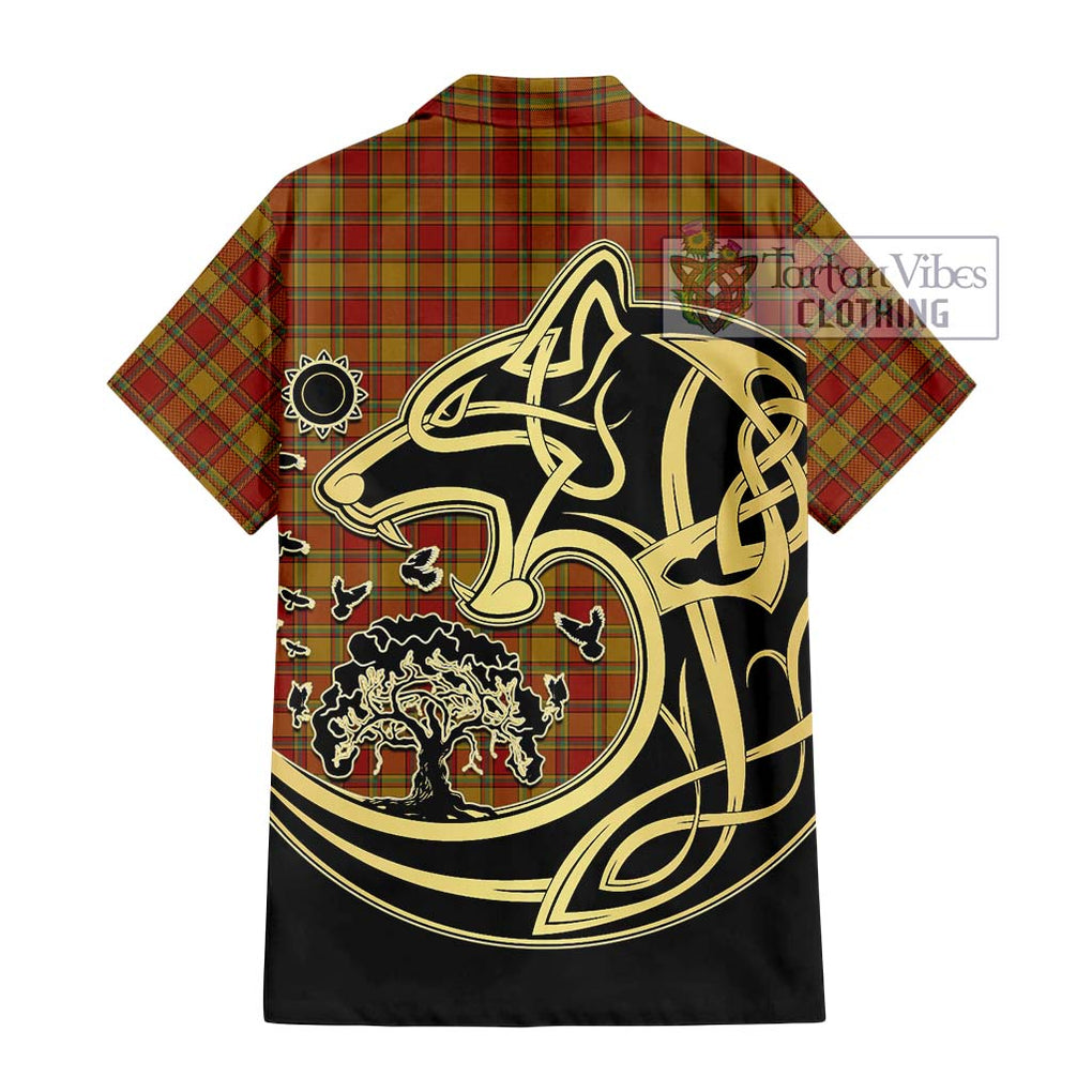 Scrymgeour Tartan Hawaiian Shirt with Family Crest Celtic Wolf Style - Tartan Vibes Clothing