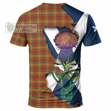 Tartan Vibes Clothing Scrymgeour Tartan Family Crest T-Shirt Scottish Thistle Celtic Inspired