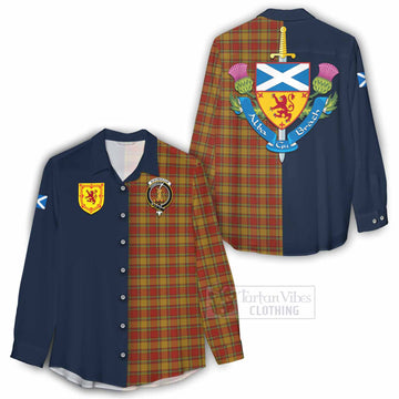 Scrymgeour Tartan Women's Casual Shirt Alba with Scottish Lion Royal Arm Half Style - Tartan Vibes Clothing