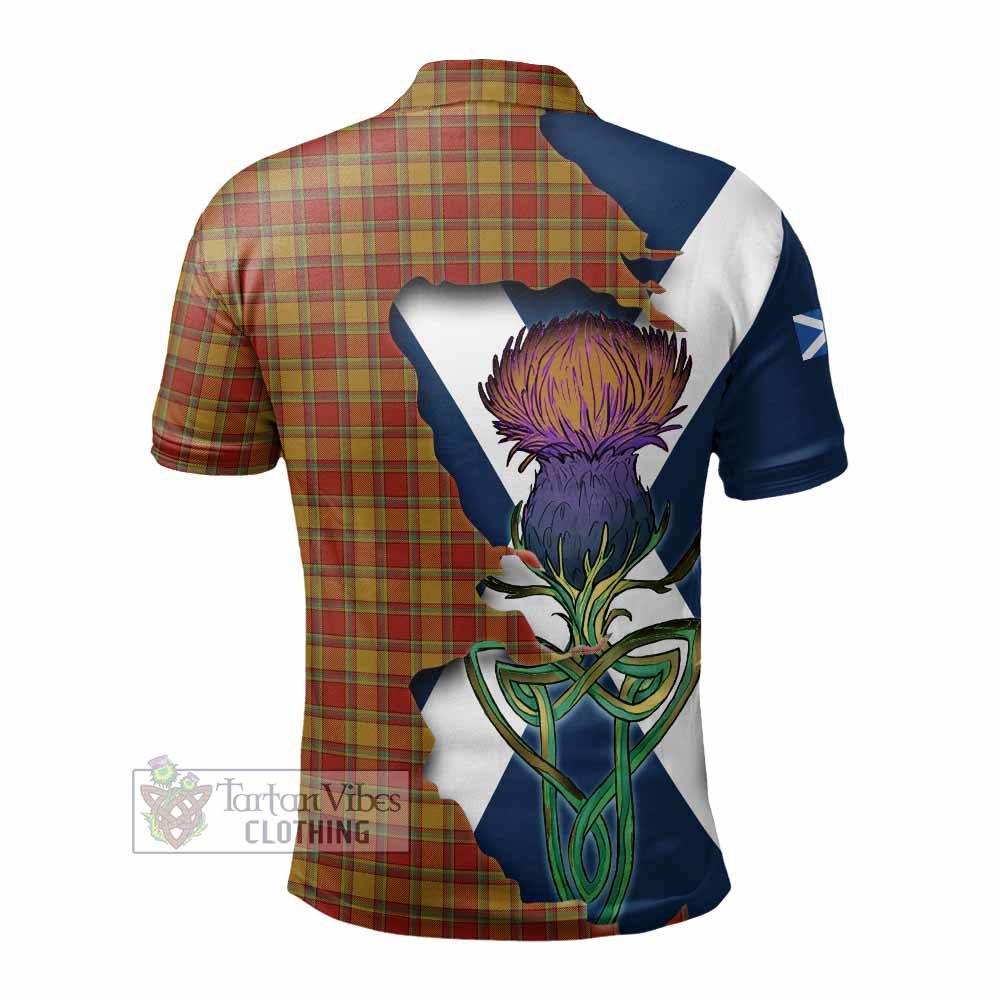 Tartan Vibes Clothing Scrymgeour Tartan Family Crest Polo Shirt Scottish Thistle Celtic Inspired