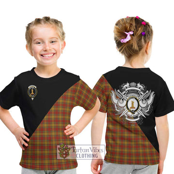 Scrymgeour Tartan Kid T-Shirt with Family Crest and Military Logo Style - Tartan Vibes Clothing