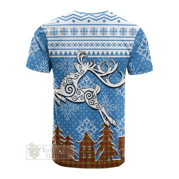 Scrymgeour Clan Christmas Cotton T-shirt Celtic Reindeer Style - Tartan Vibes Clothing