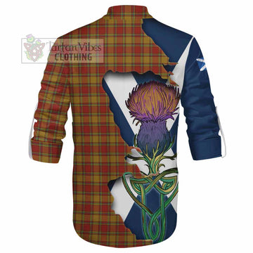 Tartan Vibes Clothing Scrymgeour Tartan Family Crest Ghillie Kilt Shirt Scottish Thistle Celtic Inspired